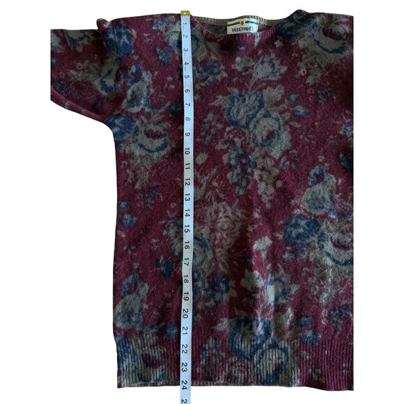 Woodward Women's Lambswool Sweater Vintage Shoulder Pads Maroon Floral Size M - Picture 7 of 7